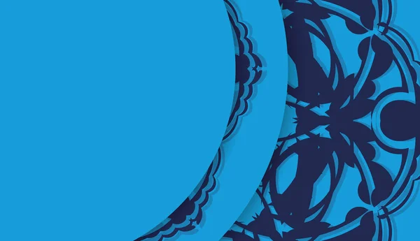 Банер Блакитним Кольором Мандала Візерунок Місце Під Логотипом Або Текстом — стоковий вектор