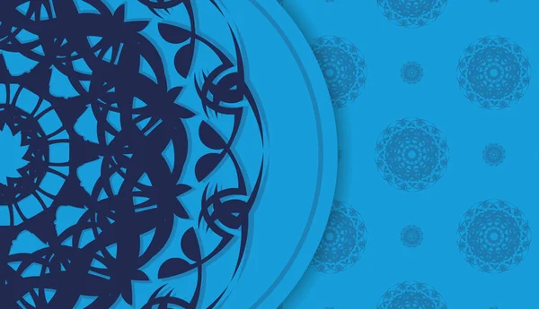 Baner Kolorze Niebieskim Indyjskim Ozdobą Projektowania Pod Logo — Wektor stockowy