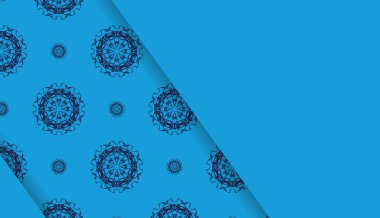 Metnin altında tasarım için lüks süslemeleri olan maviler içinde bir baner.