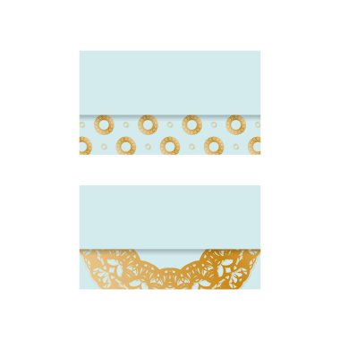 Markan için altın mandala desenli Aquamarine kartviziti..