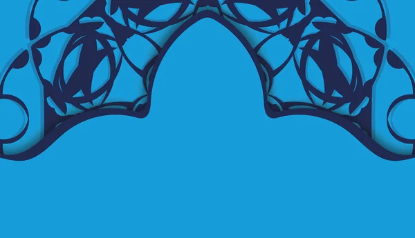 Банер Синього Кольору Індійським Орнаментом Дизайну Під Текстом — стоковий вектор
