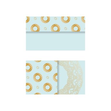 İşiniz için Yunan altın desenli deniz mavisi kartviziti.