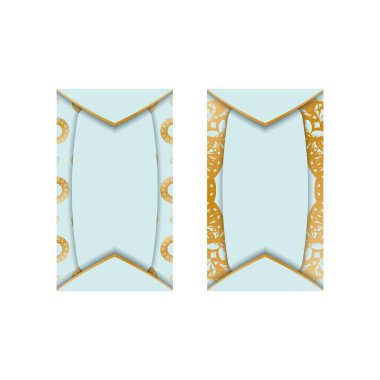 Ticaretiniz için klasik altın desenli aquamarine kartviziti.