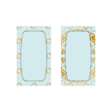 Markanız için mandala altın desenli aquamarine renkli kartvizit.