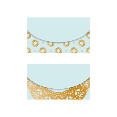 Kişileriniz için mandala altın süsü içeren deniz mavisi renkli kartvizit.