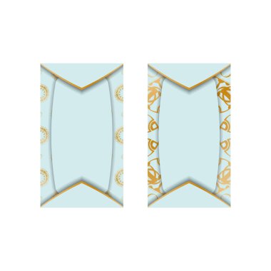 İş için mandala altın desenli aquamarine renkli kartvizit..