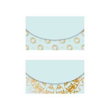 Kişileriniz için Yunan altın süslemeleri içeren deniz mavisi renkli kartvizit.