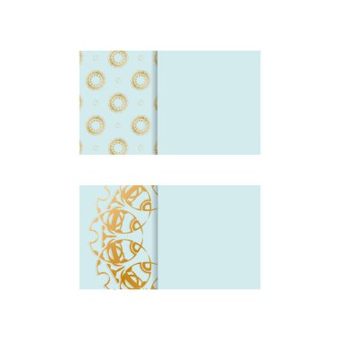 Kişiliğin için Hint altını desenli aquamarine renkli kartvizit..