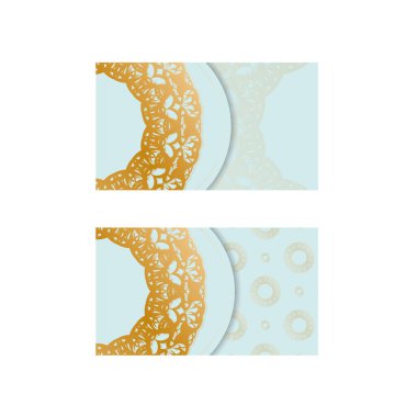 Kişileriniz için soyut altın süslemeli deniz mavisi kartviziti.