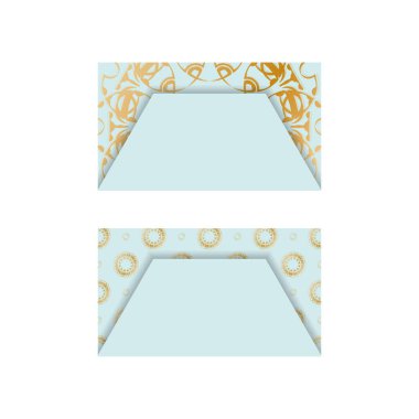 İşiniz için Yunan altın süslemeleri içeren deniz mavisi kartviziti.