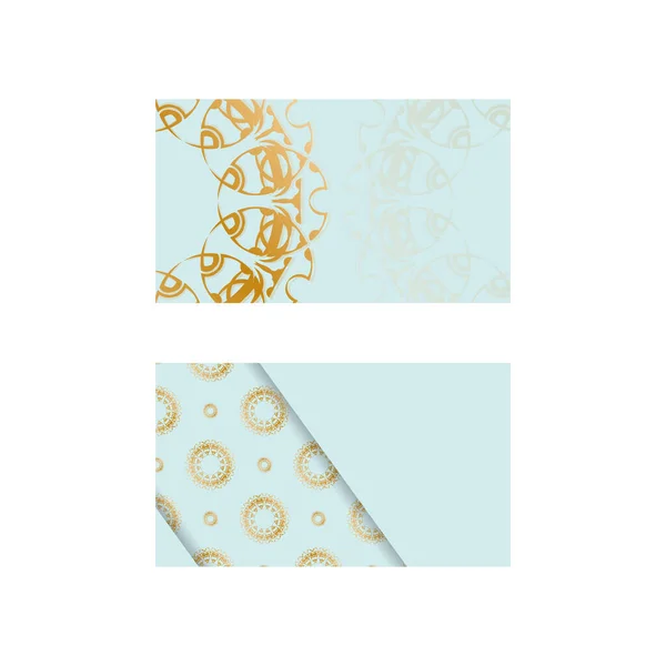 Vizitka Akvamarínové Barvě Luxusním Zlatým Vzorem Pro Vaši Osobnost — Stockový vektor