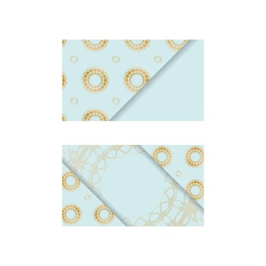 Kişileriniz için antik altın süslemeli deniz mavisi kartviziti..