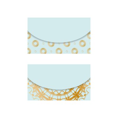 Kişileriniz için klasik altın desenli aquamarine renkli kartvizit.