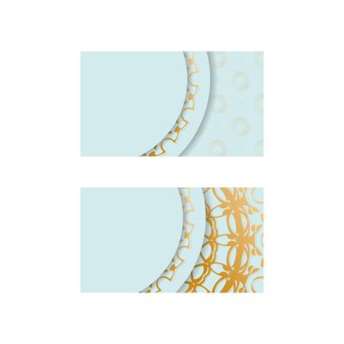 Aquamarine renginde bir kartvizit. Ticaretin için altın desenli..