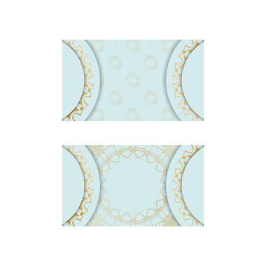 Kişiliğiniz için Hint altınları içeren deniz mavisi renkli kartvizit..