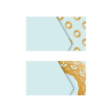 Kişileriniz için mandala altın desenli aquamarine renkli kartvizit.