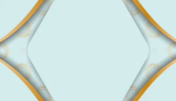 Baner Color Aguamarina Con Patrón Oro Mandala Para Diseño Bajo — Archivo Imágenes Vectoriales