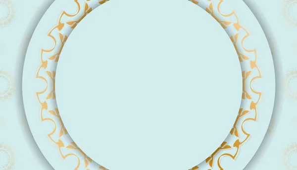 Baner Aquamarine Cor Com Ornamentos Ouro Abstratos Lugar Para Seu — Vetor de Stock