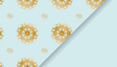 Altın mandala deseni ve logo boşluğu olan Aquamarine arkaplanı