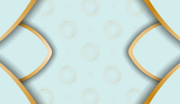Баннер Кольорі Аквамарину Розкішними Золотими Прикрасами Дизайну Під Вашим Логотипом — стоковий вектор