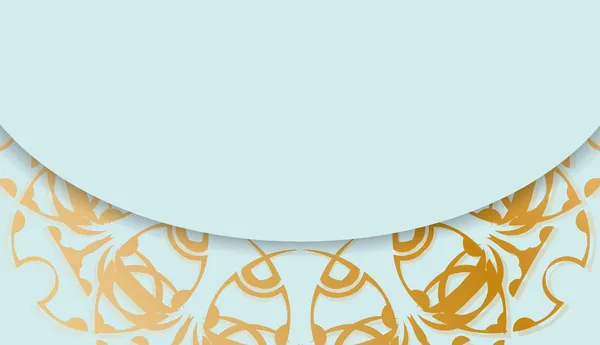 Baner Aquamarine Χρώμα Mandala Χρυσό Στολίδι Για Σχεδιασμό Λογότυπο Κείμενο — Διανυσματικό Αρχείο