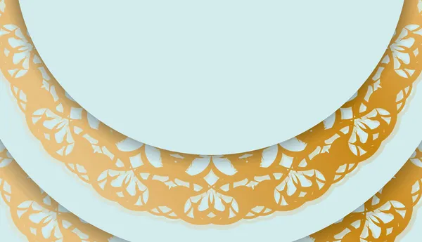 Banner Aguamarina Con Ornamentación Oro Vintage Espacio Texto — Vector de stock