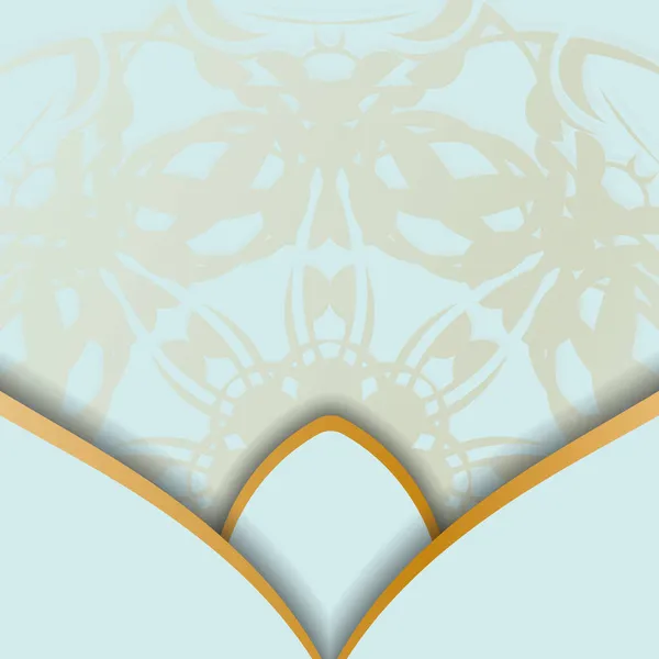 Aquamarine Indian Gold Pattern Brochure Pour Votre Marque — Image vectorielle