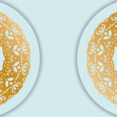 Markan için altın mandala desenli Aquamarine kartı..