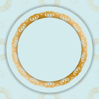 Tasarımınız için mandala altın desenli Aquamarine kartı.