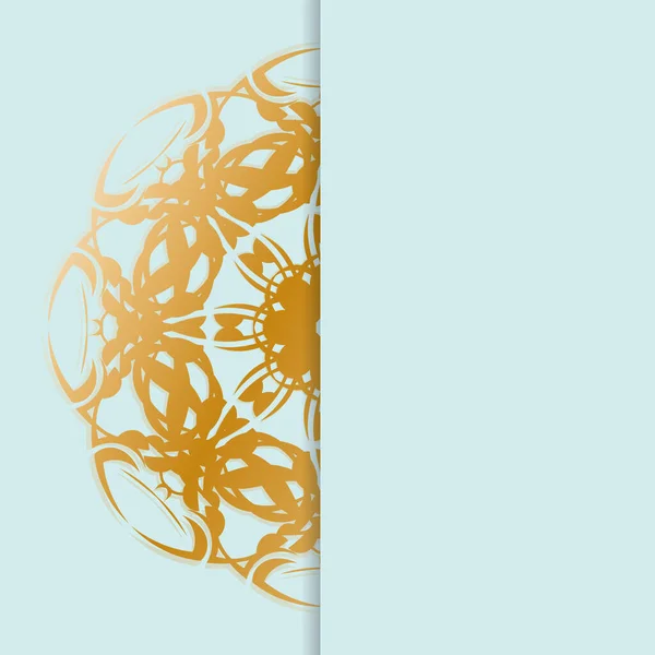 Аквамаринна Картка Розкішним Золотим Візерунком Вашого Бренду — стоковий вектор