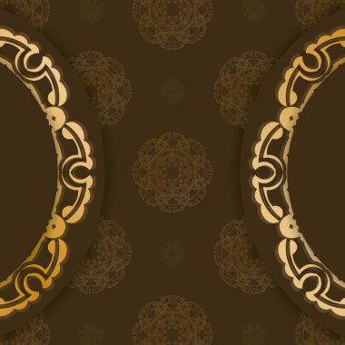 Broşür kahverengi ve mandala altın süsü tasarlamanız için..