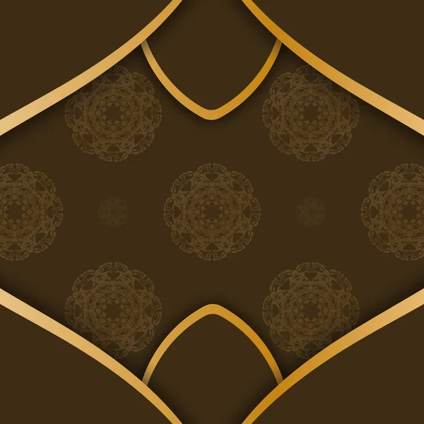 Брошюра Коричневого Цвета Мандала Золотой Узор Вашего Дизайна — стоковый вектор