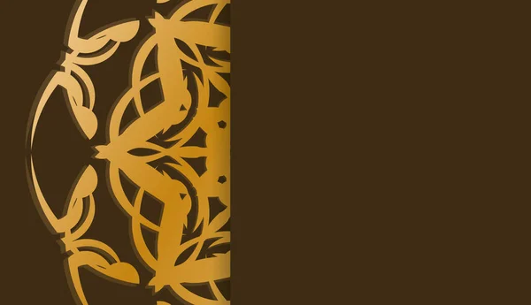 Modelo Banner Padrão Ouro Grego Marrom Para Design Sob Seu — Vetor de Stock