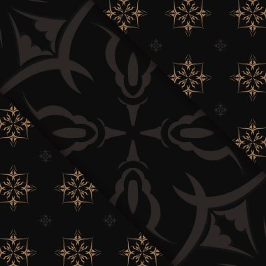 Siyahlı tebrik broşürü ve tipografi için hazırlanmış kahverengi süslemeler..