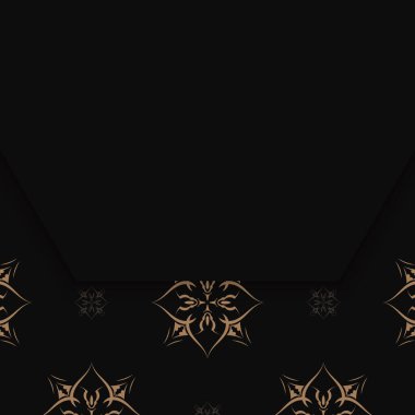 Tasarımınız için lüks kahverengi desenli siyah kartpostal.