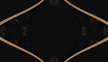 Logonuz altında tasarım için soyut kahverengi desenli siyah renkli pankart şablonu