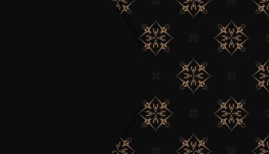 Klasik kahverengi desenli siyah pankart ve metninin altına yerleştir