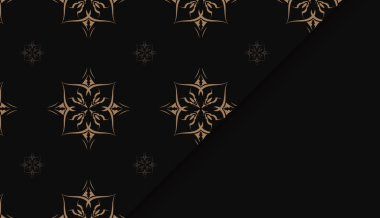 Klasik kahverengi desenli siyah pankart şablonu ve logo veya metin için boşluk