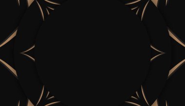 Logonuz altında tasarım için klasik kahverengi desenli siyah pankart şablonu