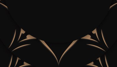 Hint kahverengi süslemeleri ve logonuz için siyah pankart şablonu