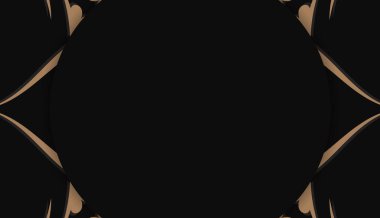 Hint kahverengi süslemeleri ve logo veya metin için yer içeren siyah pankart şablonu