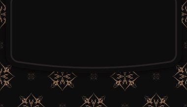 Logonuz için lüks kahverengi desenli siyah pankart şablonu ve boşluk