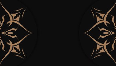 Hint kahverengi desenli siyah pankart şablonu ve logonuz için boşluk