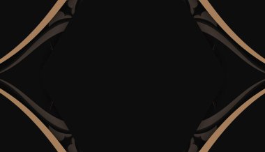 Logonuzun altında tasarım için lüks kahverengi süslemeli siyah pankart şablonu