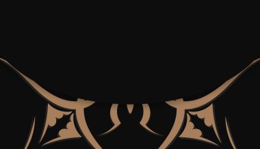 Logo tasarımı için soyut kahverengi süslemeli siyah pankart şablonu