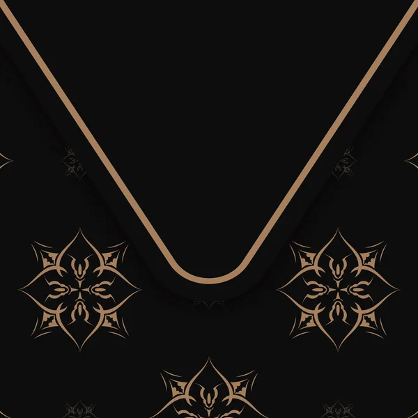 Brochure Félicitations Couleur Noire Avec Mandala Ornement Marron Pour Vos — Image vectorielle