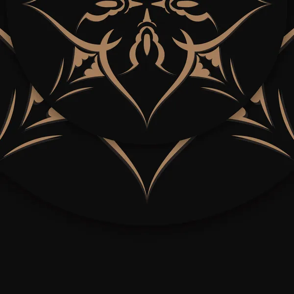 Вітальна Брошура Чорному Мандали Коричневому Візерунку Ваших Привітань — стоковий вектор