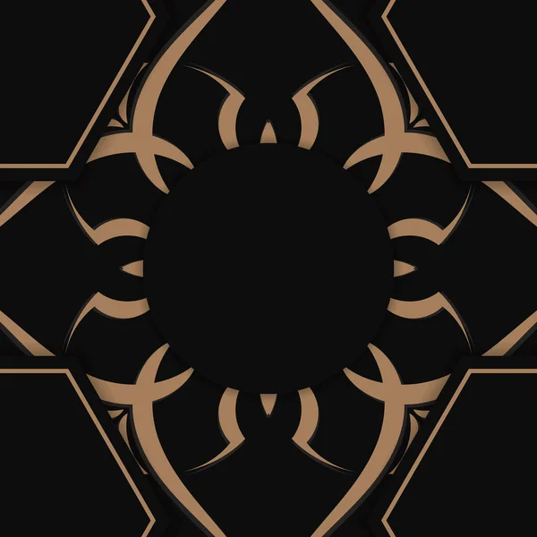 Приветствие Брошюры Черном Роскошными Коричневыми Орнаментами Вашего Дизайна — стоковый вектор
