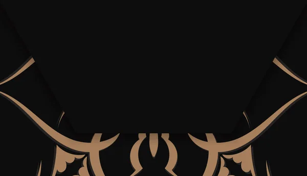 Шаблон Чорного Банера Вінтажним Коричневим Орнаментом Дизайну Логотипу — стоковий вектор