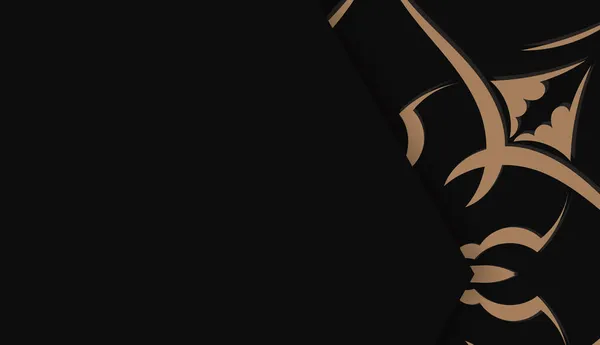 Шаблон Черного Баннера Греко Коричневым Узором Пространством Вашего Логотипа — стоковый вектор